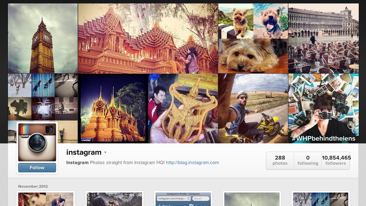 Så här ser Instagrams profil ut. instagram.com/instagram